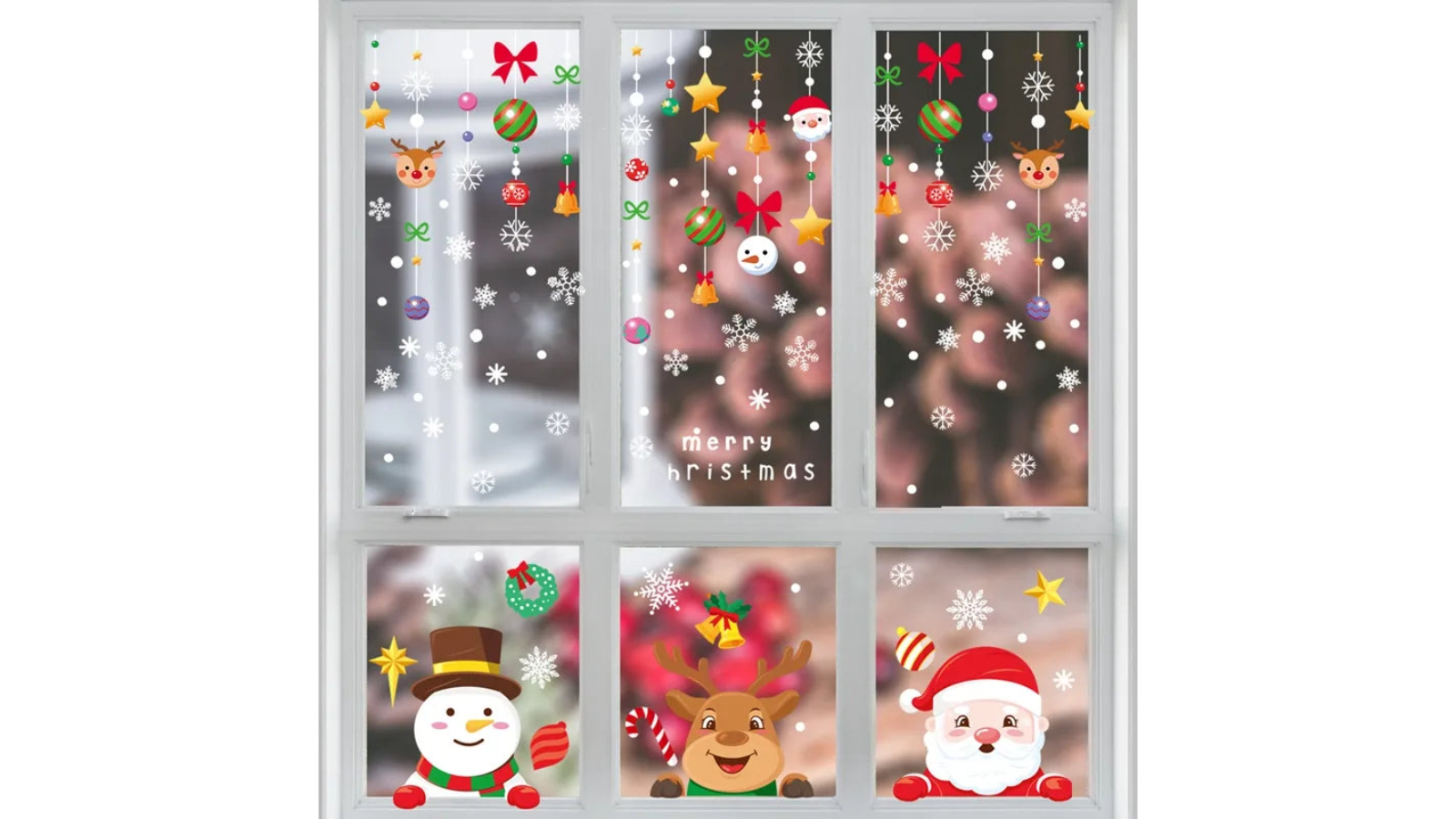 NNEOBA Festive Santa Claus Snowman Elk Window Sticker