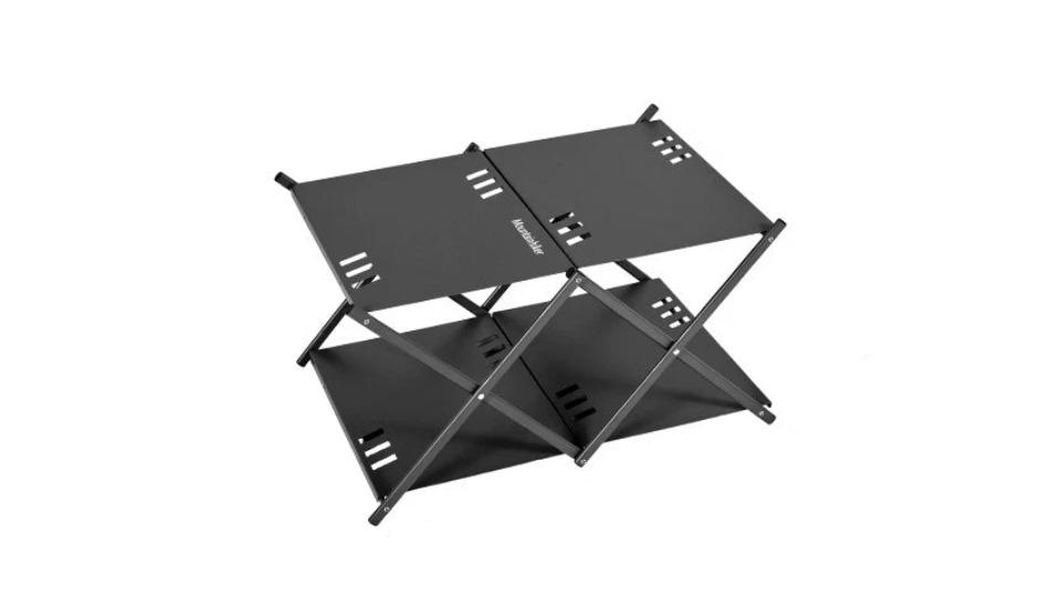 NNEOBA 2-Layer Camping Folding Storage Rack - Black