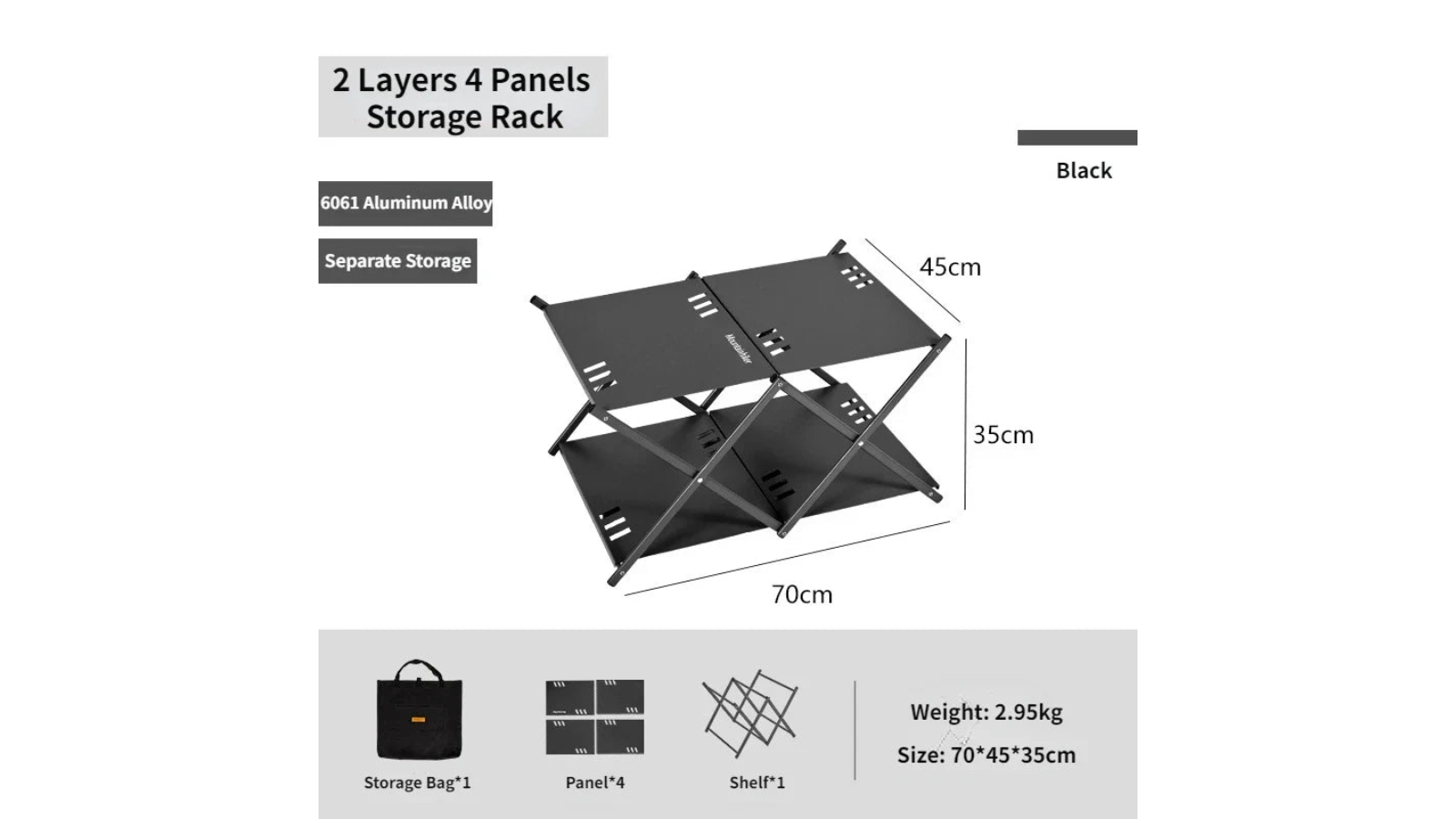 NNEOBA 2-Layer Camping Folding Storage Rack - Black | Harvey Norman