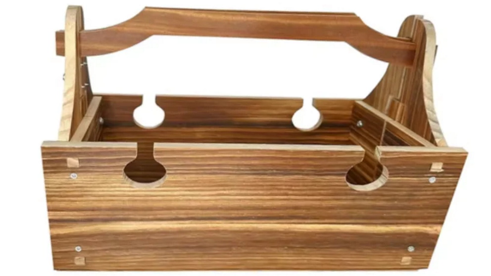 NNEOBA 2-in-1 Wooden Folding Wine Table And Storage Basket