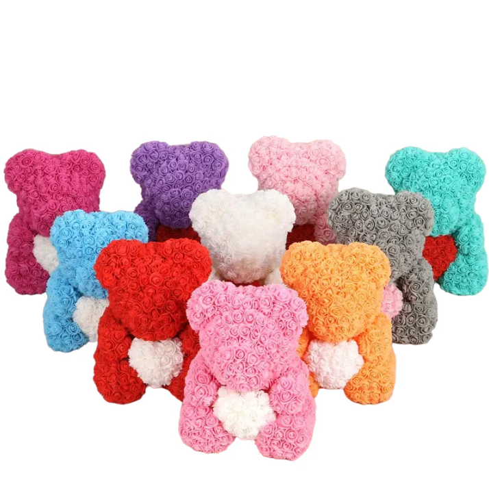 NNEOBA 200 Piece 3cm Foam Teddy Bear Red Rose Decor