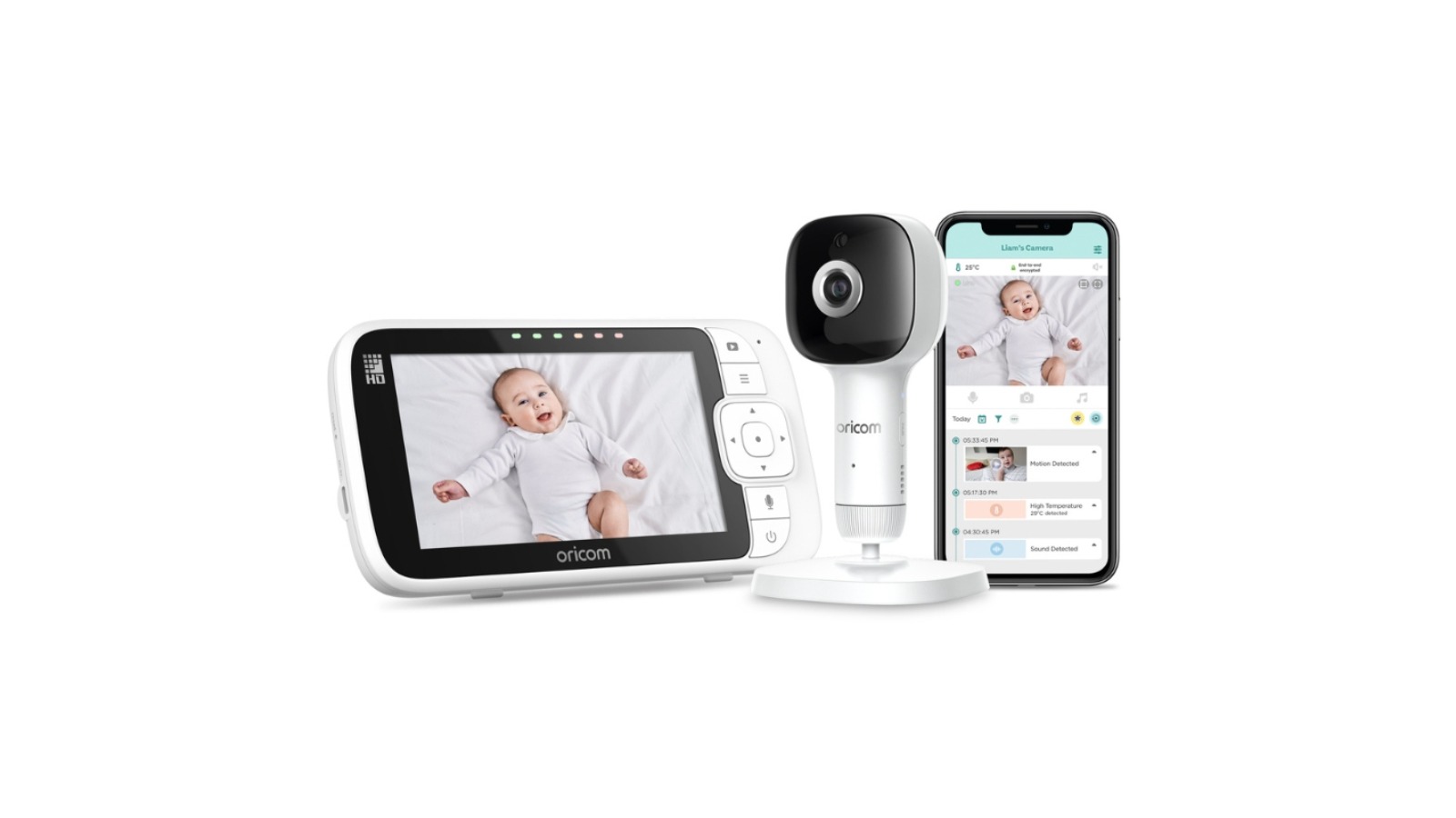 Oricom Skyview AI Smart HD Baby Monitor with Cot Stand - 5-inch