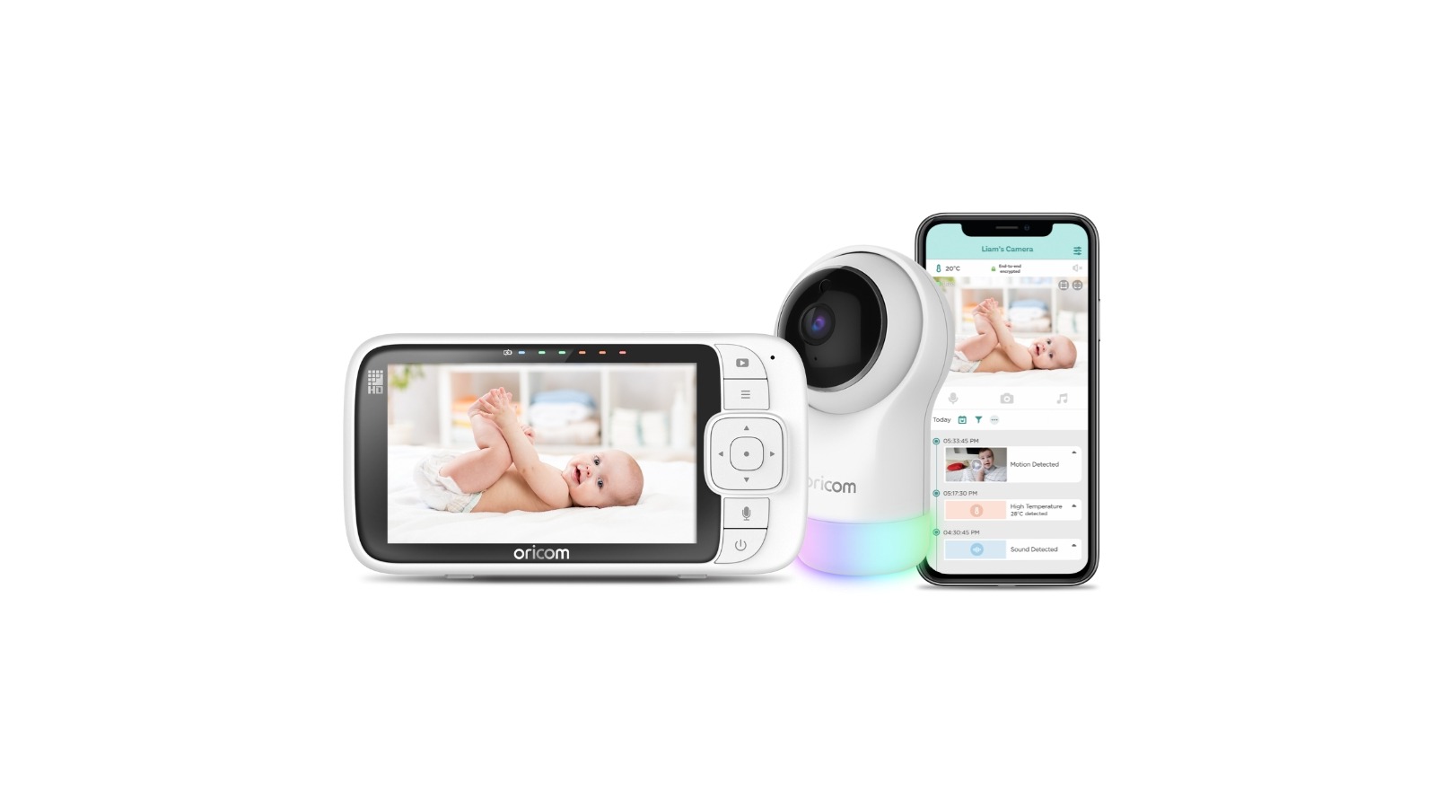 Oricom Smart HD Nursery Pal Glow+ Video Baby Monitor - 5-inch