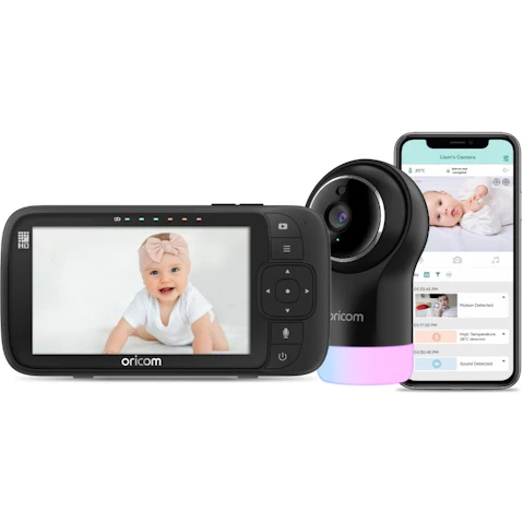 Oricom 5-inch Smart HD Nursery Pal Glow+ Video Baby Monitor - Black