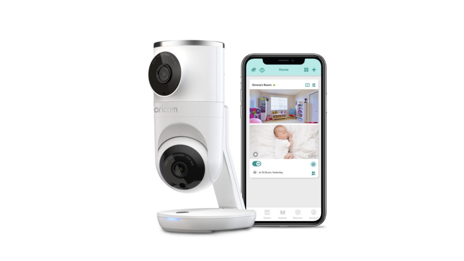 Oricom OBHDUAL Smart Baby Video HD Dual Camera with Motorised Pan Tilt 