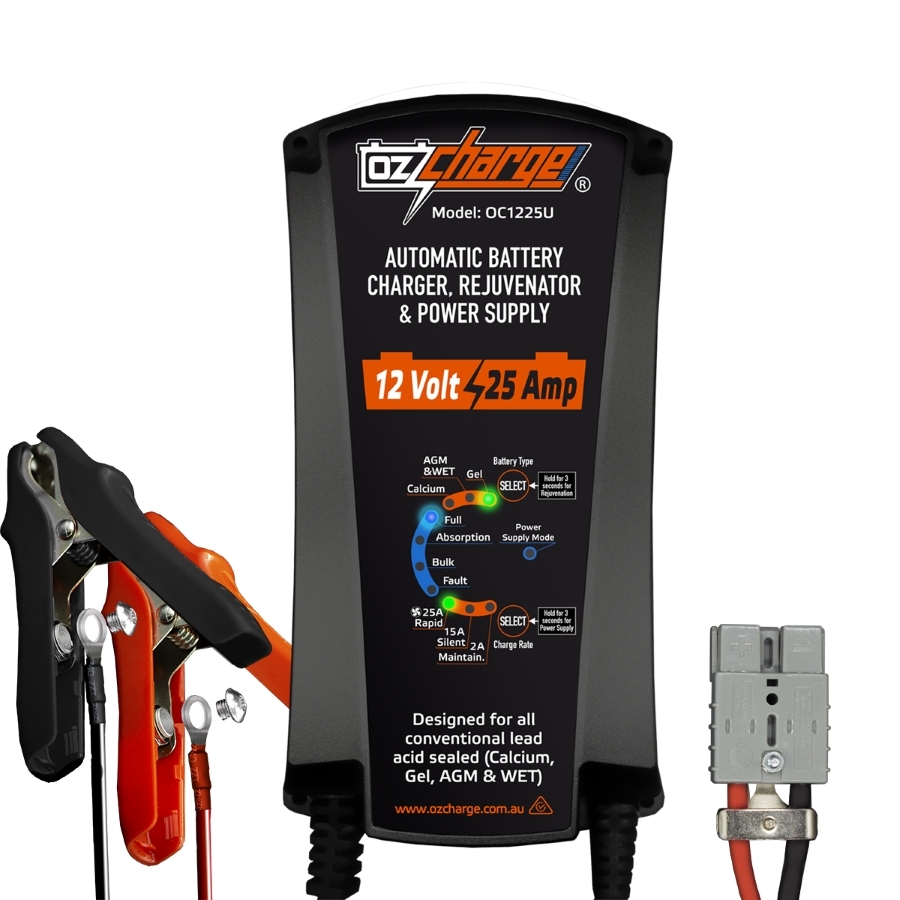 OzCharge 12 Volt 25 Amp Battery Charger and Power Supply Harvey Norman