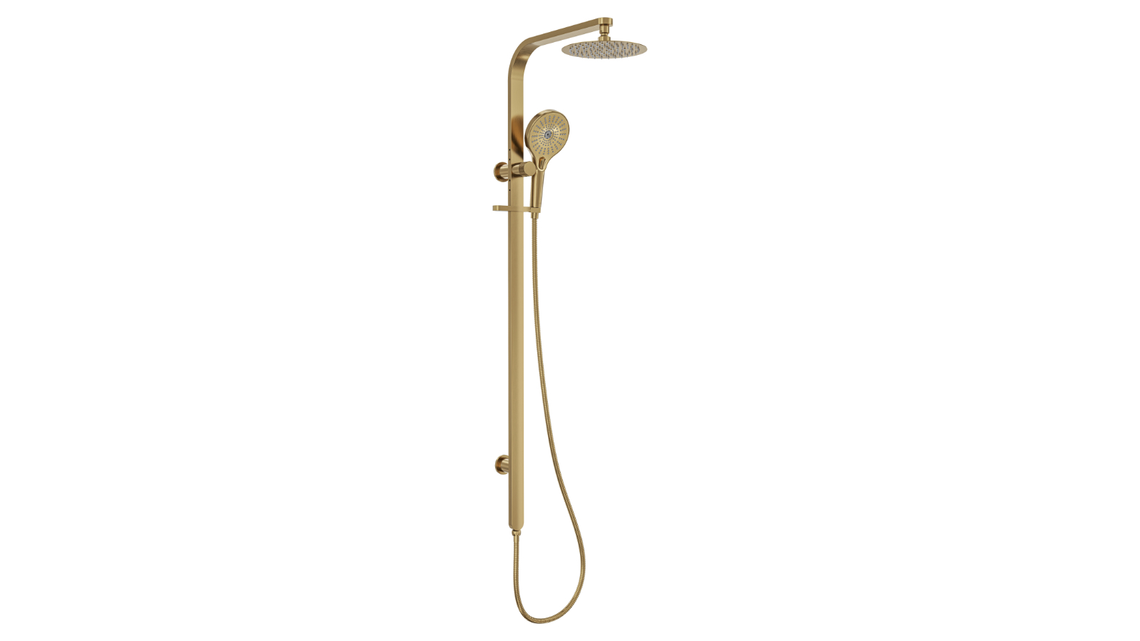 Linsol Oceanjet 200 Round Twin Shower on Long Rail - Brushed Brass
