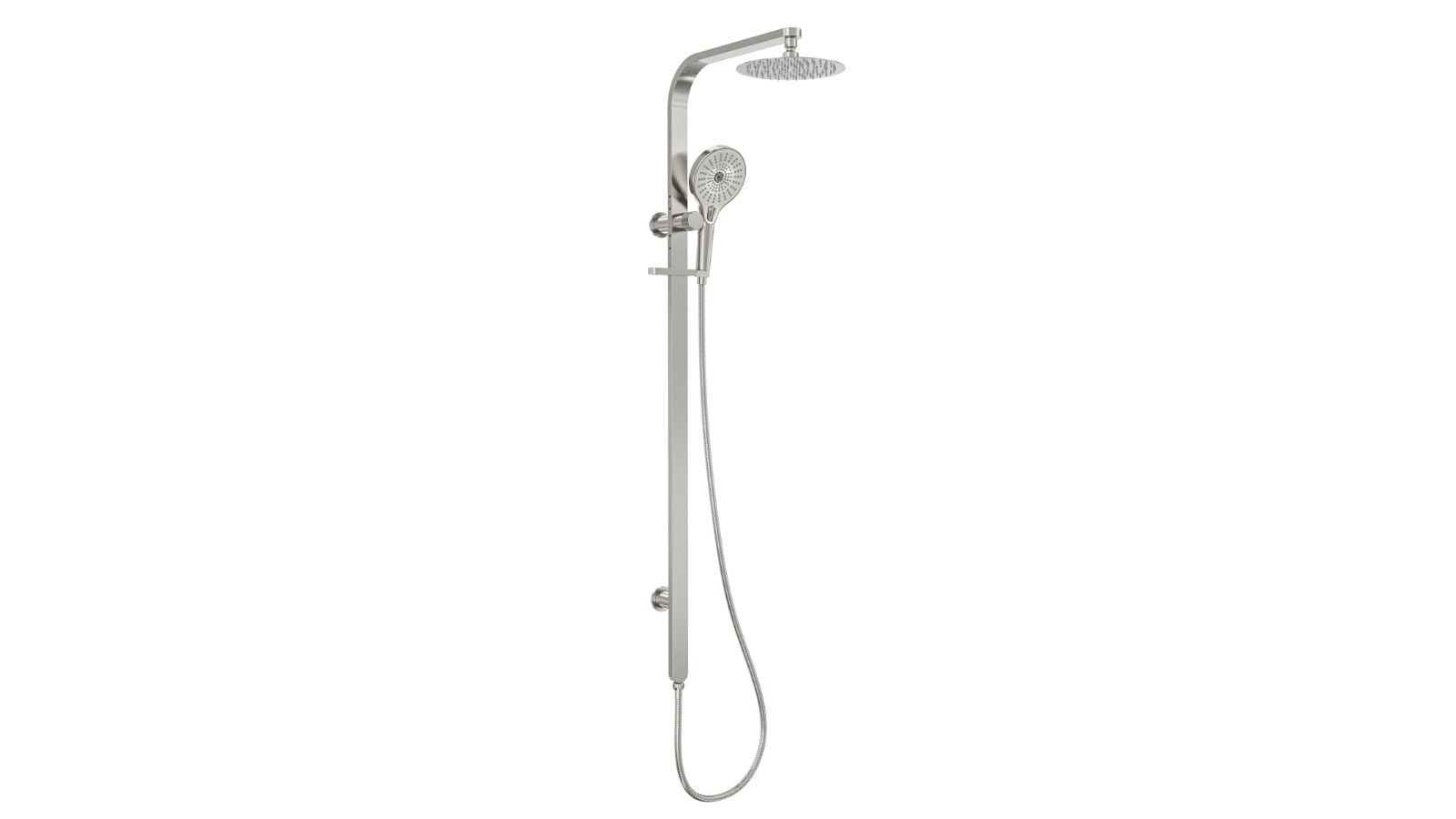 Linsol Oceanjet 200 Round Twin Shower on Long Rail - Brushed Nickel