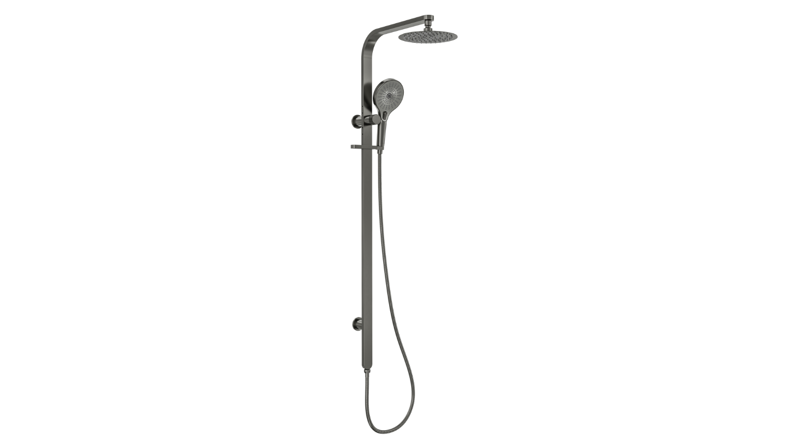 Linsol Oceanjet 200 Round Twin Shower on Long Rail - Gunmetal