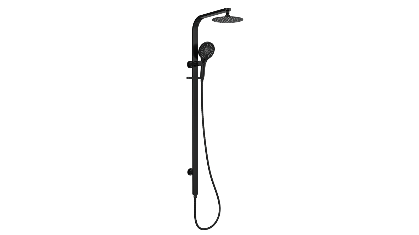 Linsol Oceanjet 200 Round Twin Shower on Long Rail - Matte Black