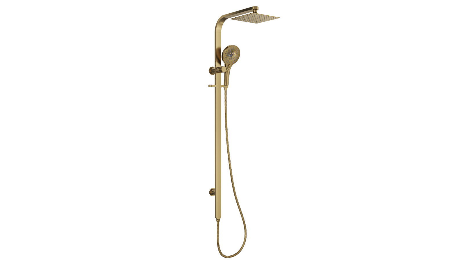 Linsol Oceanjet 200 Square Twin Shower on Long Rail - Brushed Brass
