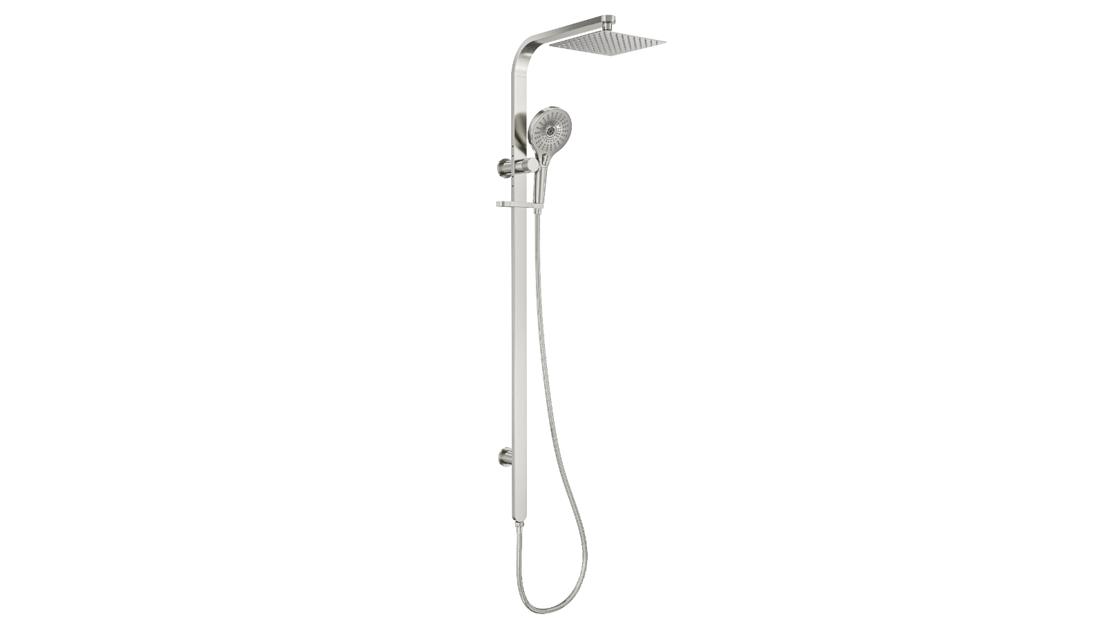 Linsol Oceanjet 200 Square Twin Shower on Long Rail - Brushed Nickel