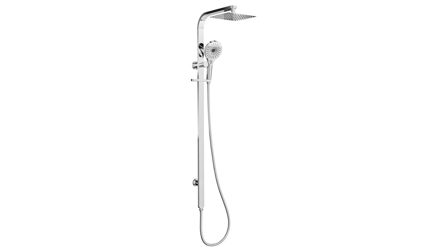Linsol Oceanjet 200 Square Twin Shower on Long Rail - Chrome