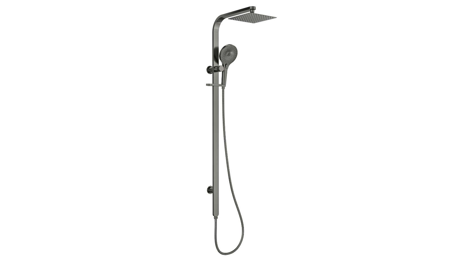 Linsol Oceanjet 200 Square Twin Shower on Long Rail - Gunmetal