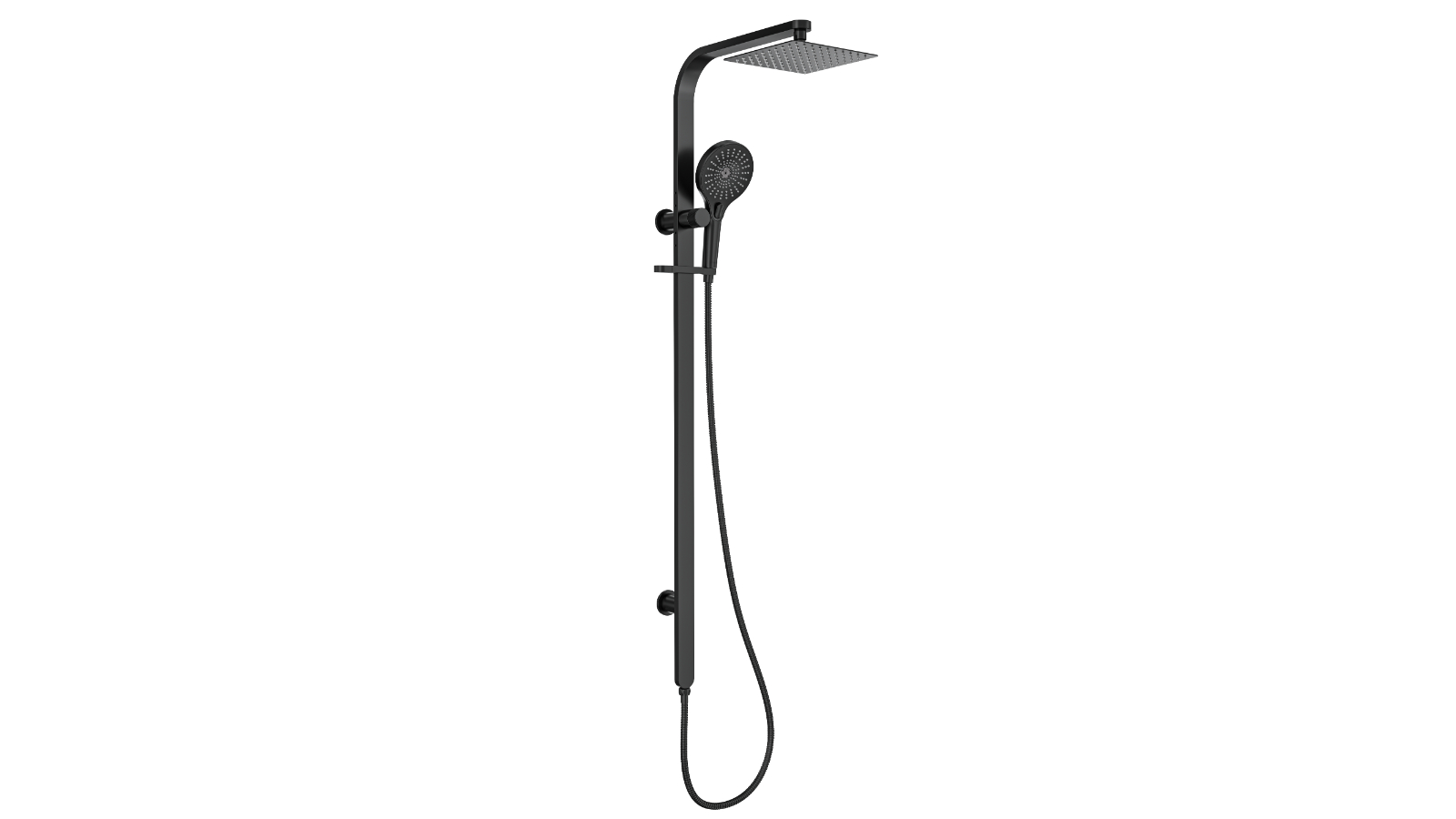 Linsol Oceanjet 200 Square Twin Shower on Long Rail - Matte Black