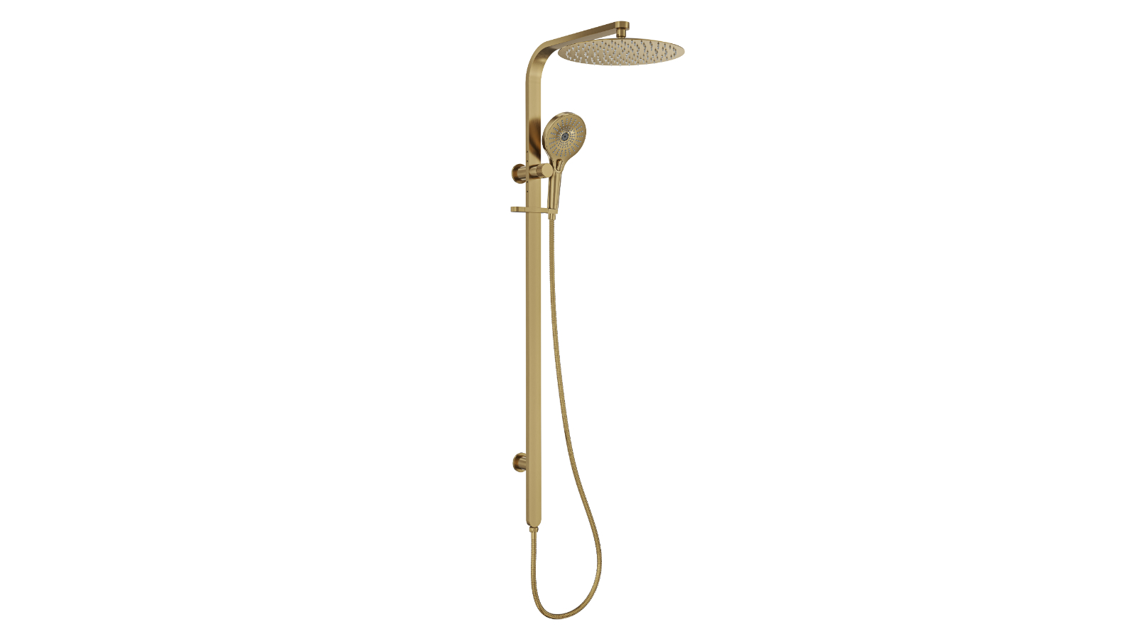 Linsol Oceanjet 300 Round Twin Shower on Long Rail - Brushed Brass