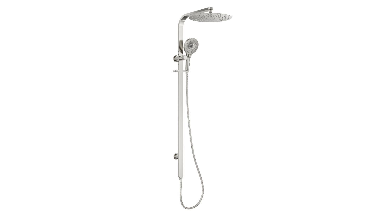 Linsol Oceanjet 300 Round Twin Shower on Long Rail - Brushed Nickel