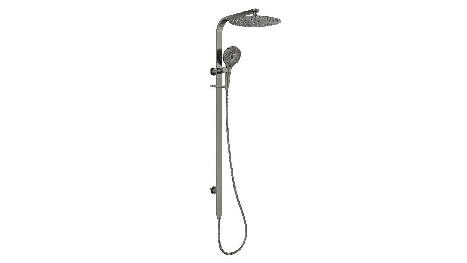 Linsol Oceanjet 300 Round Twin Shower on Long Rail - Gunmetal
