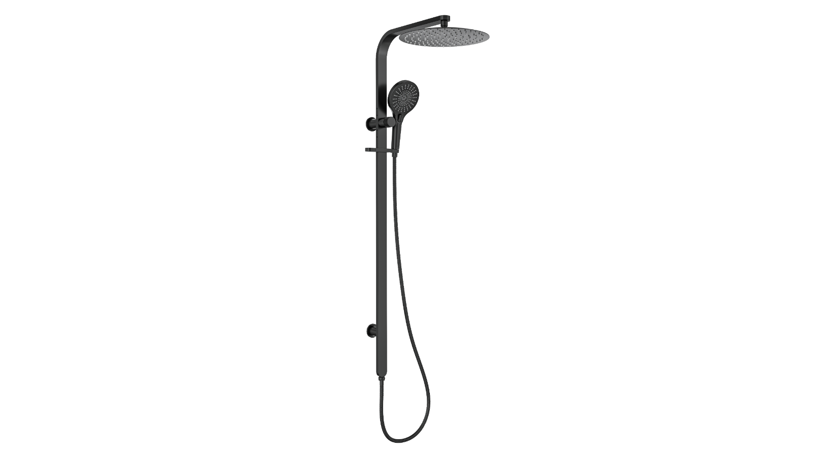 Linsol Oceanjet 300 Round Twin Shower on Long Rail - Matte Black