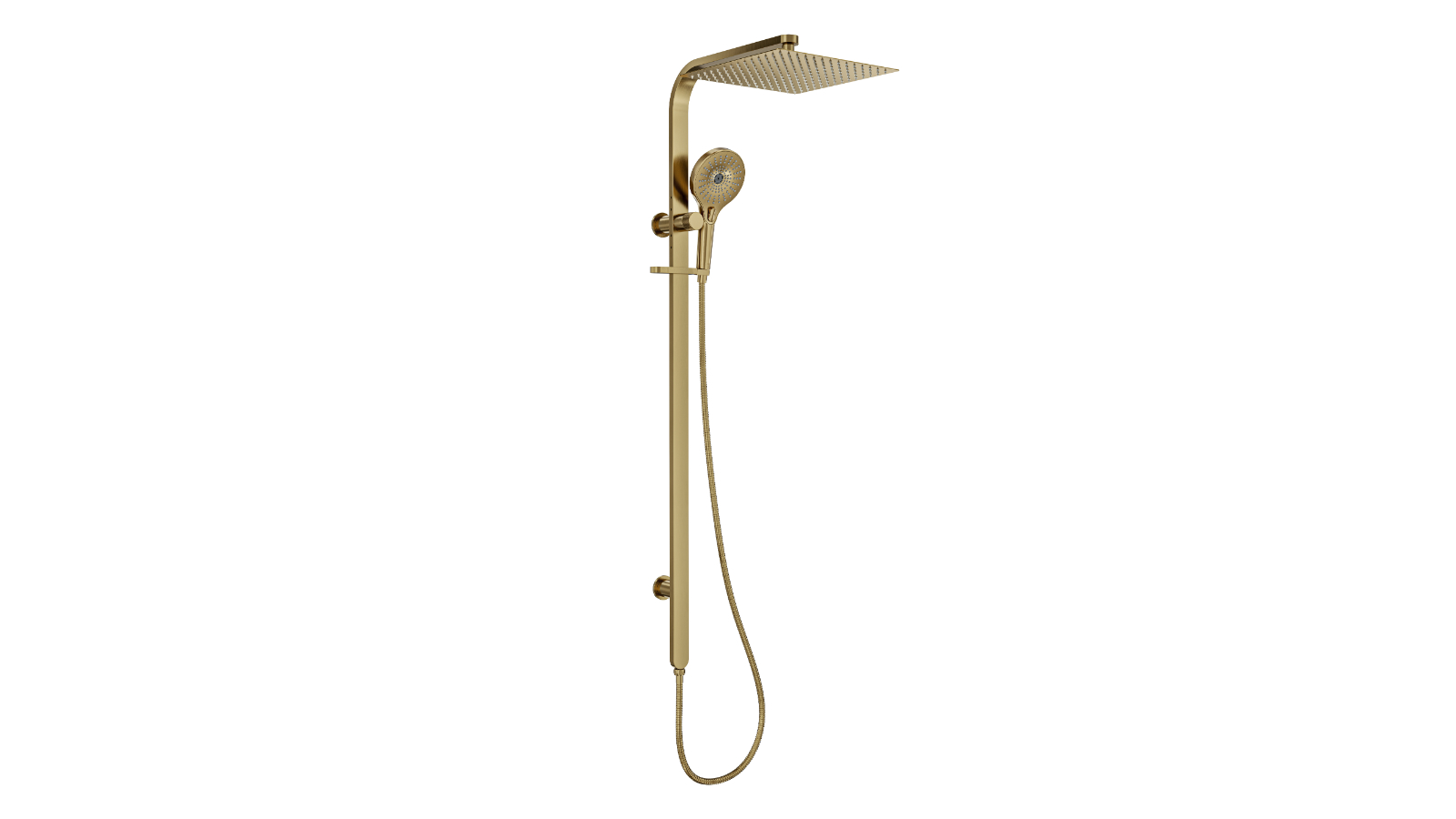 Linsol Oceanjet 300 Square Twin Shower on Long Rail - Brushed Brass