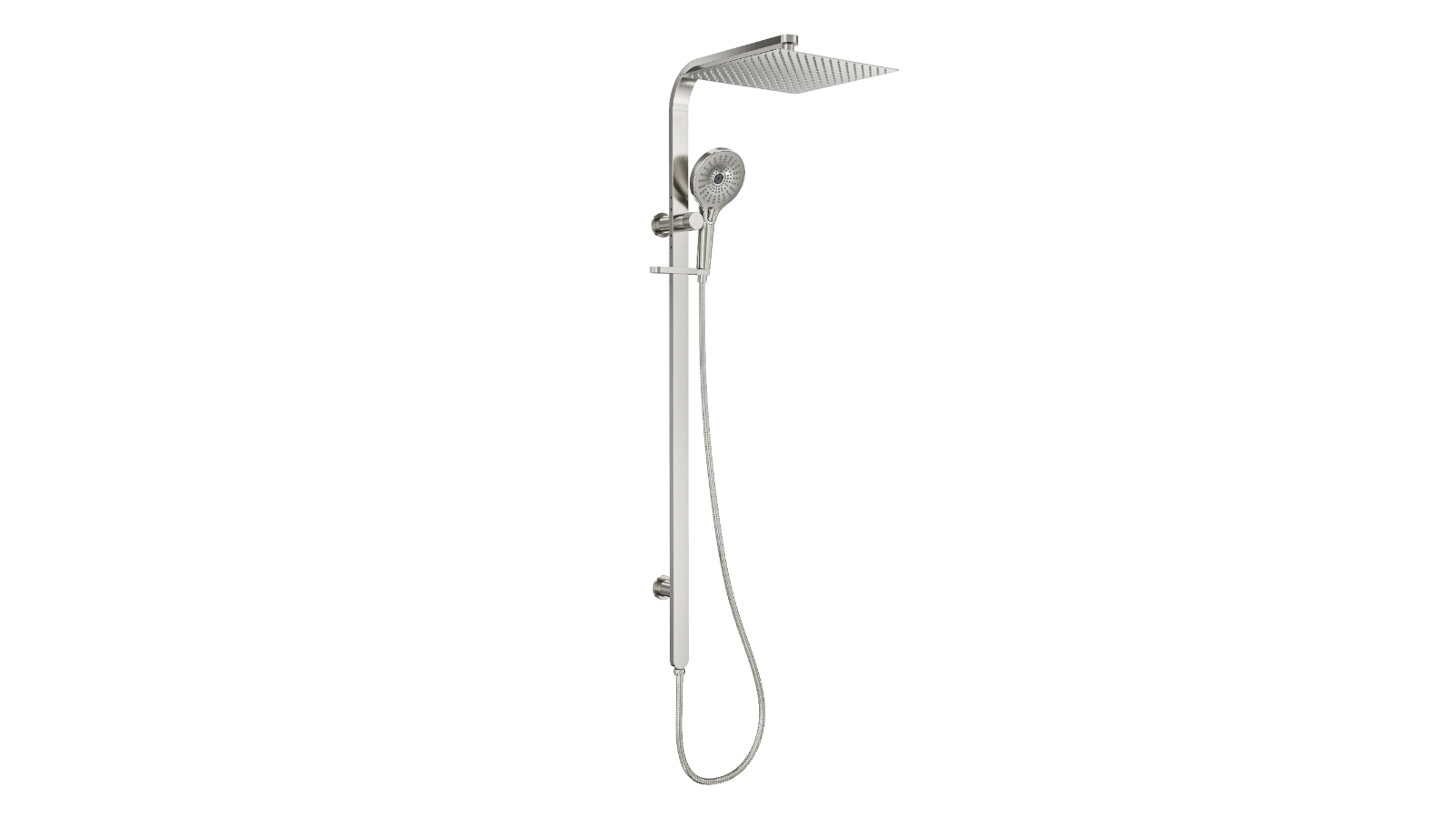 Linsol Oceanjet 300 Square Twin Shower on Long Rail - Brushed Nickel
