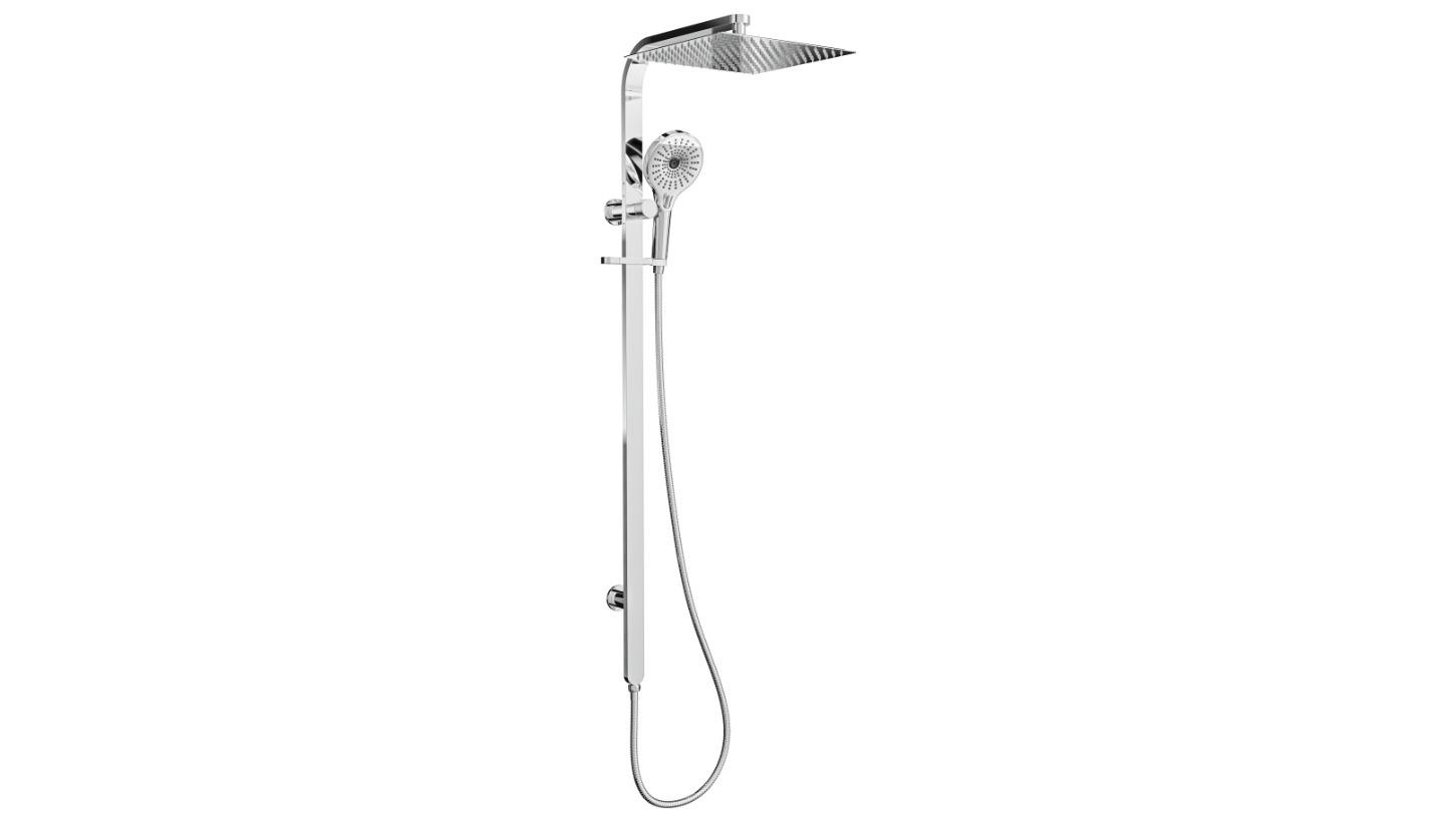 Linsol Oceanjet 300 Square Twin Shower on Long Rail - Chrome