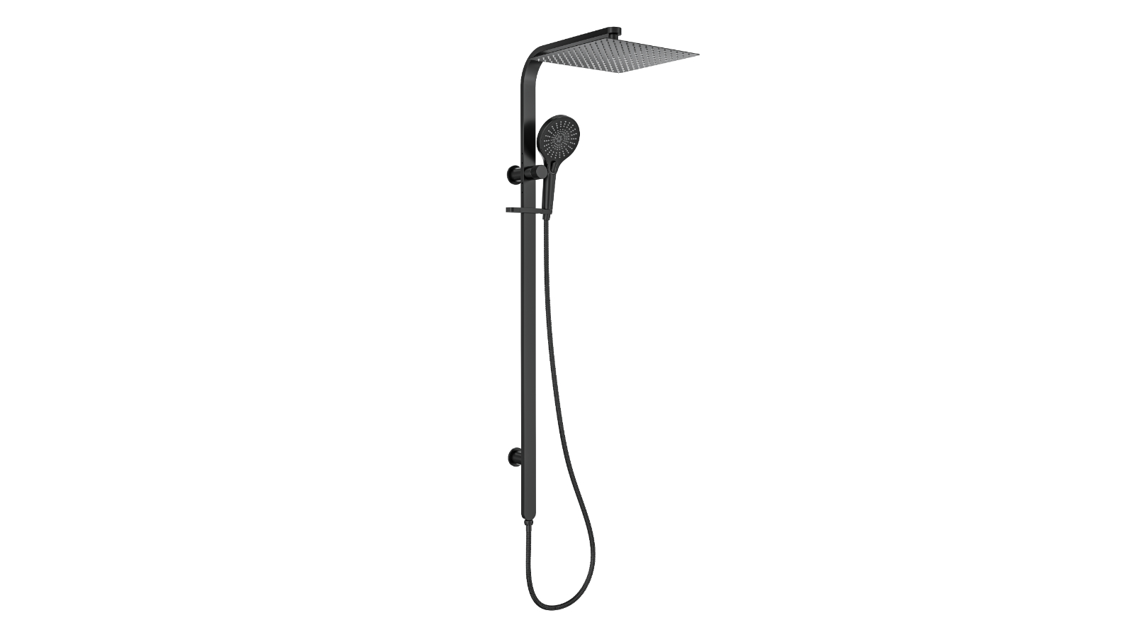 Linsol Oceanjet 300 Square Twin Shower on Long Rail - Matte Black