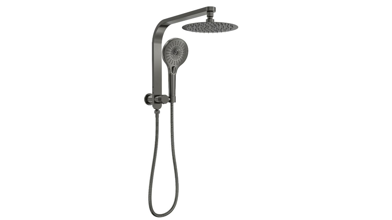 Linsol Oceanjet 200 Round Twin Shower on Short Rail - Gunmetal