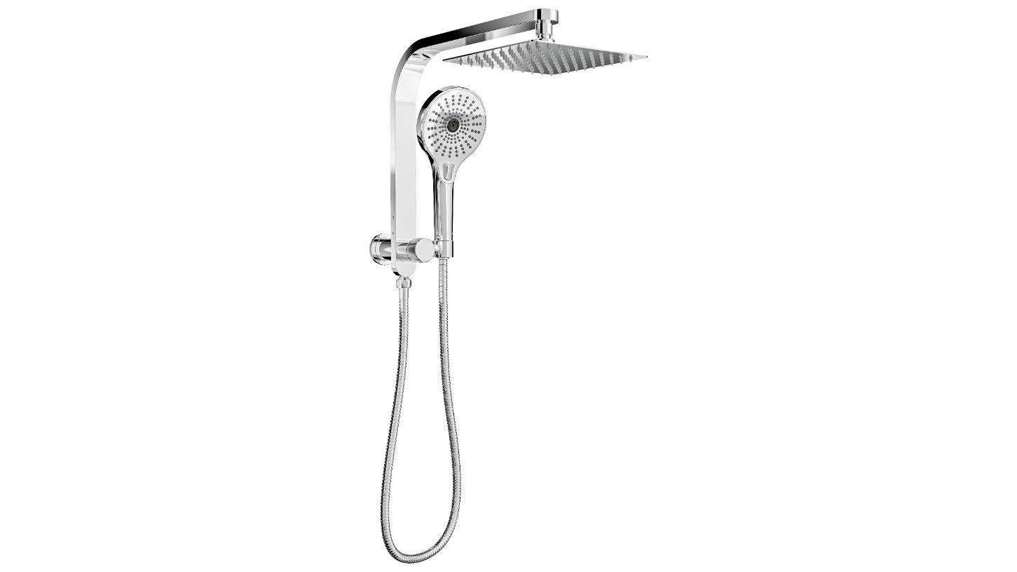 Linsol Oceanjet 200 Square Twin Shower on Short Rail - Chrome