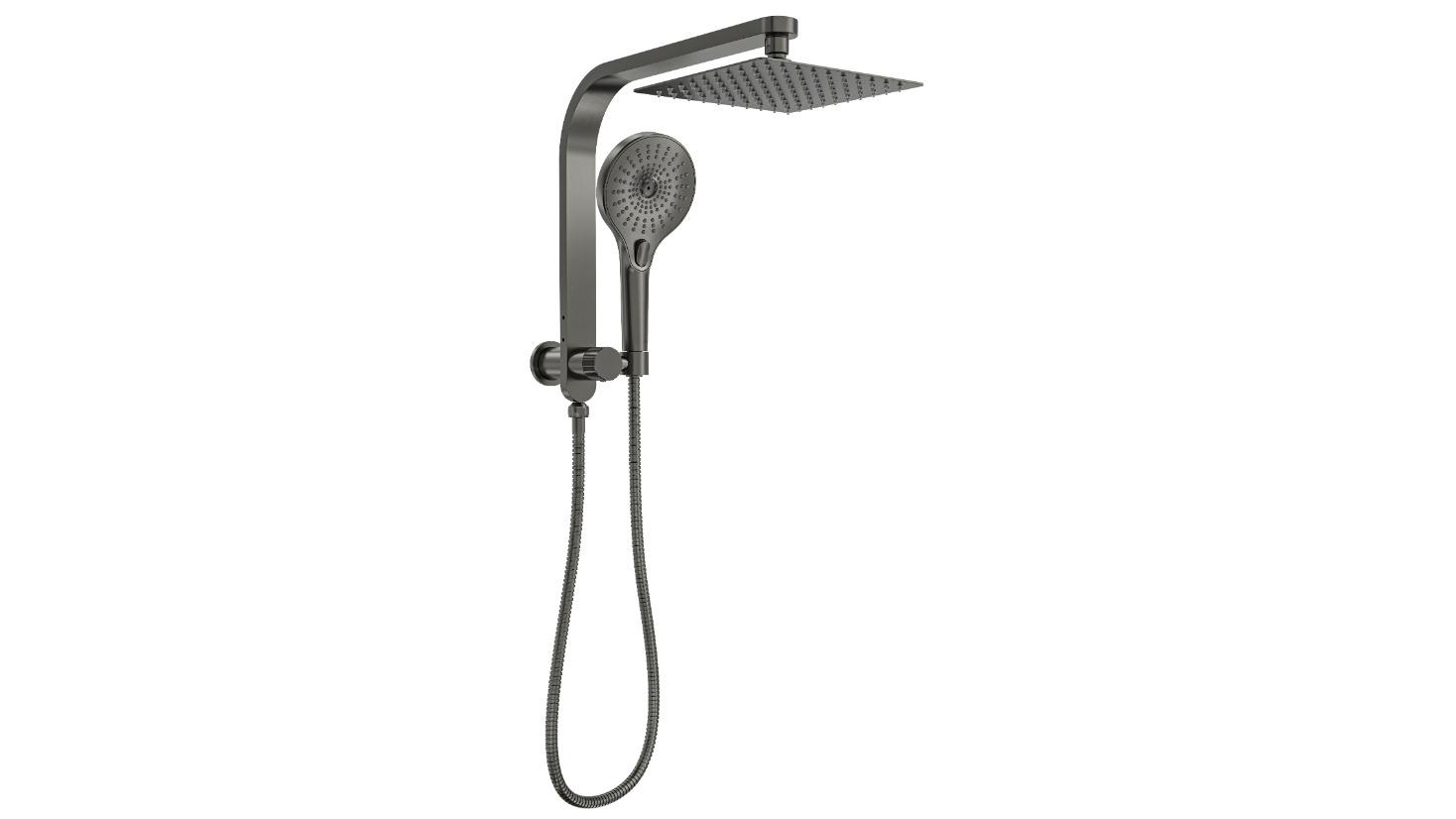 Linsol Oceanjet 200 Square Twin Shower on Short Rail - Gunmetal