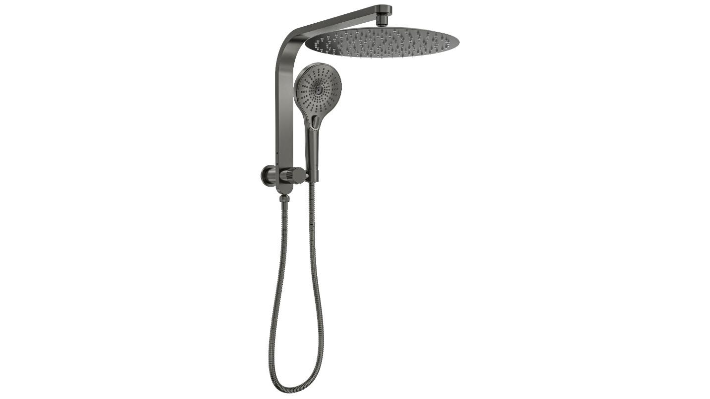 Linsol Oceanjet 300 Round Twin Shower on Short Rail - Gunmetal