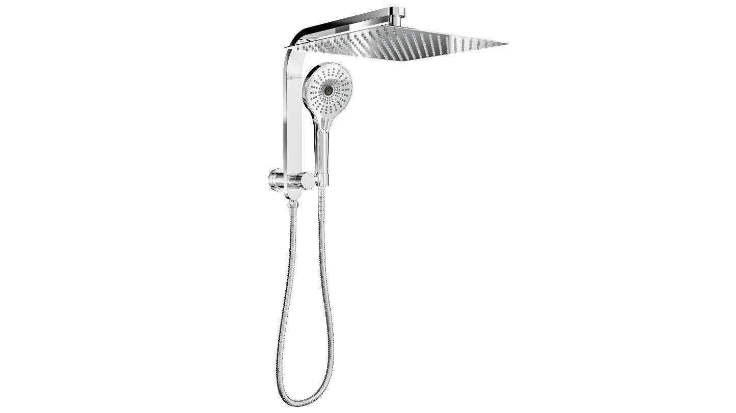 Linsol Oceanjet 300 Square Twin Shower on Short Rail - Chrome
