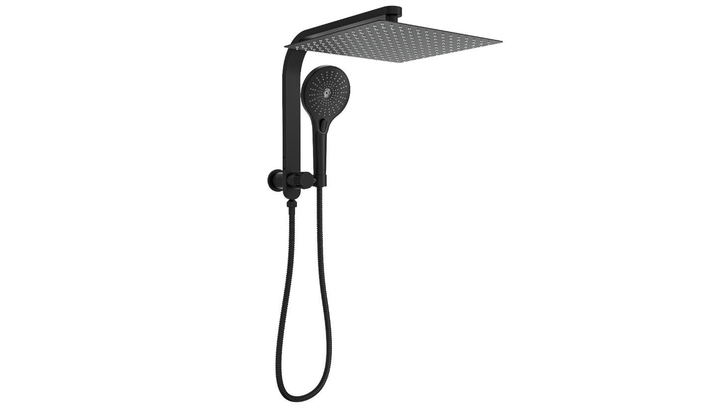 Linsol Oceanjet 300 Square Twin Shower on Short Rail - Matte Black