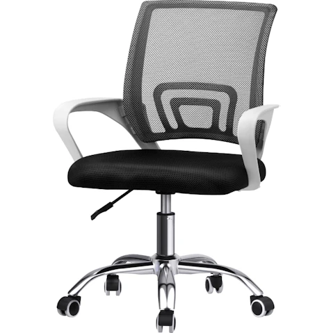Oikiture Executive Foam Gaming Computer Mesh Office Chair - White/Black