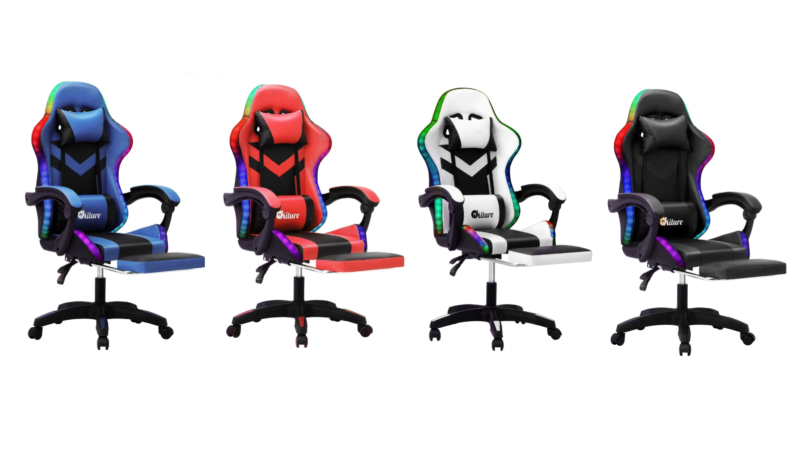 Oikiture Gaming Chair 7 RGB LED Massager