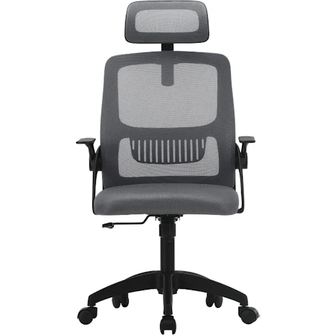 Oikiture Dark Mesh Executive Fabric Office Chair - Grey/Black