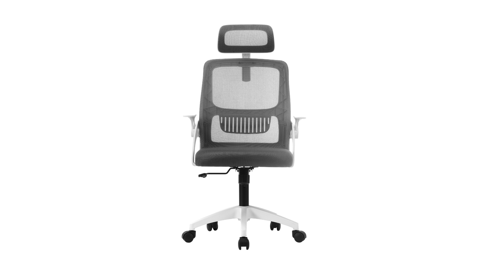 Oikiture Dark Mesh Executive Fabric Office Chair - Grey/White
