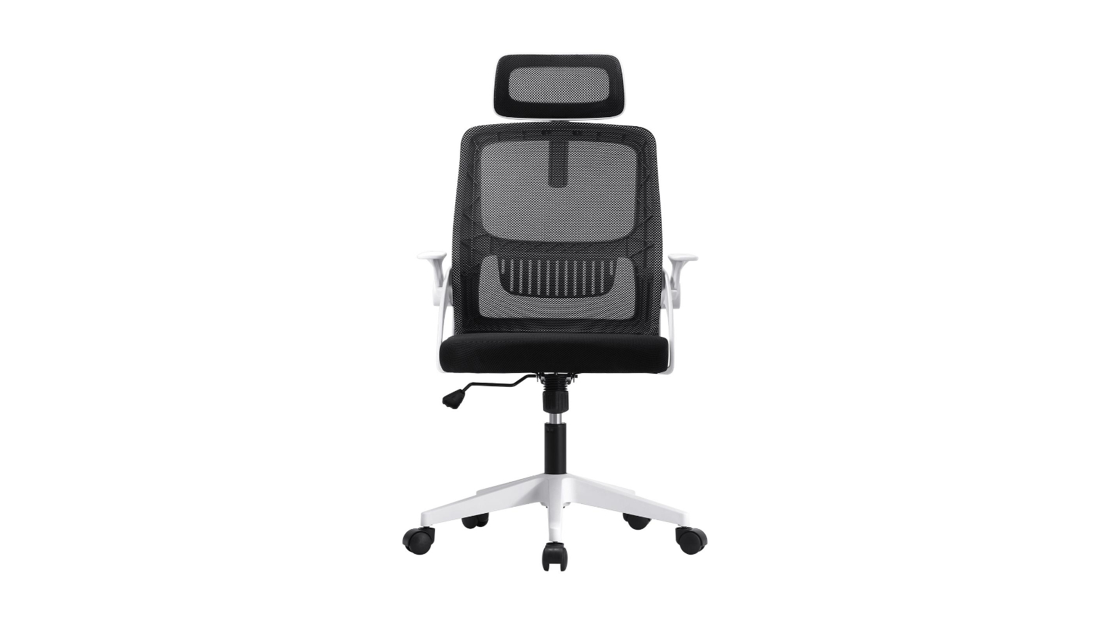 Oikiture Mesh Executive Fabric Gaming Seat Racing Tilt Computer Office Chair - Black/White
