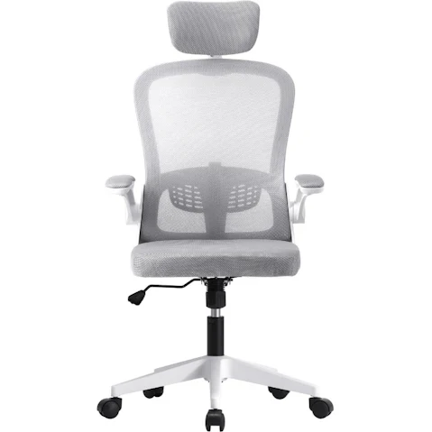 Oikiture Mesh Executive Fabric Gaming Seat Racing Tilt Computer Office Chair - White