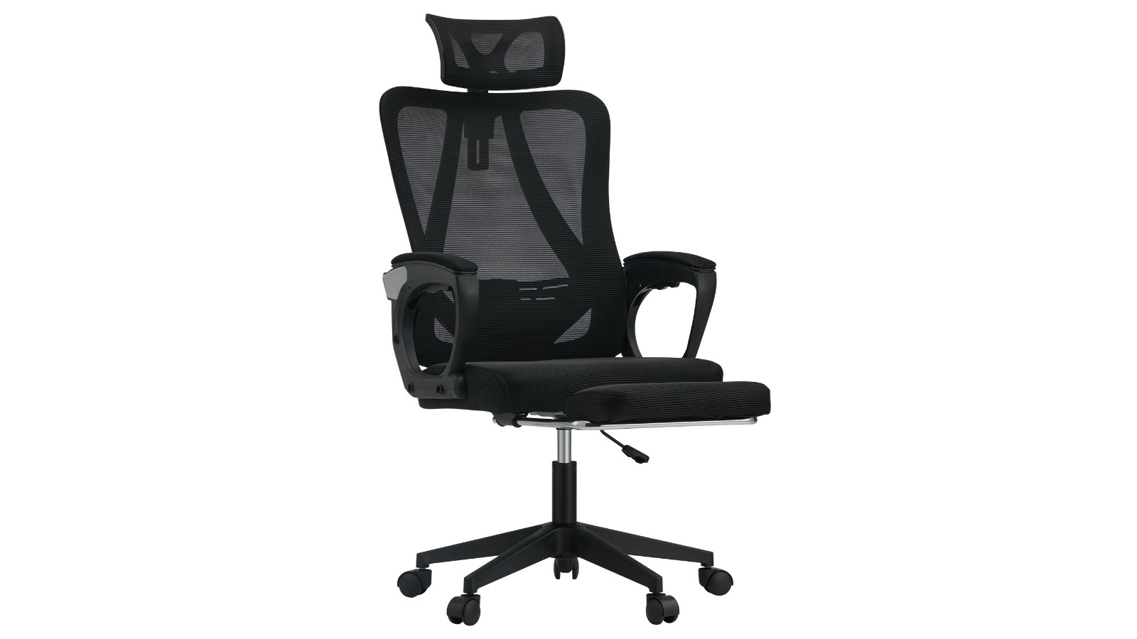 Oikiture Lumbar Support Footrest Reclining Office Chair - Black