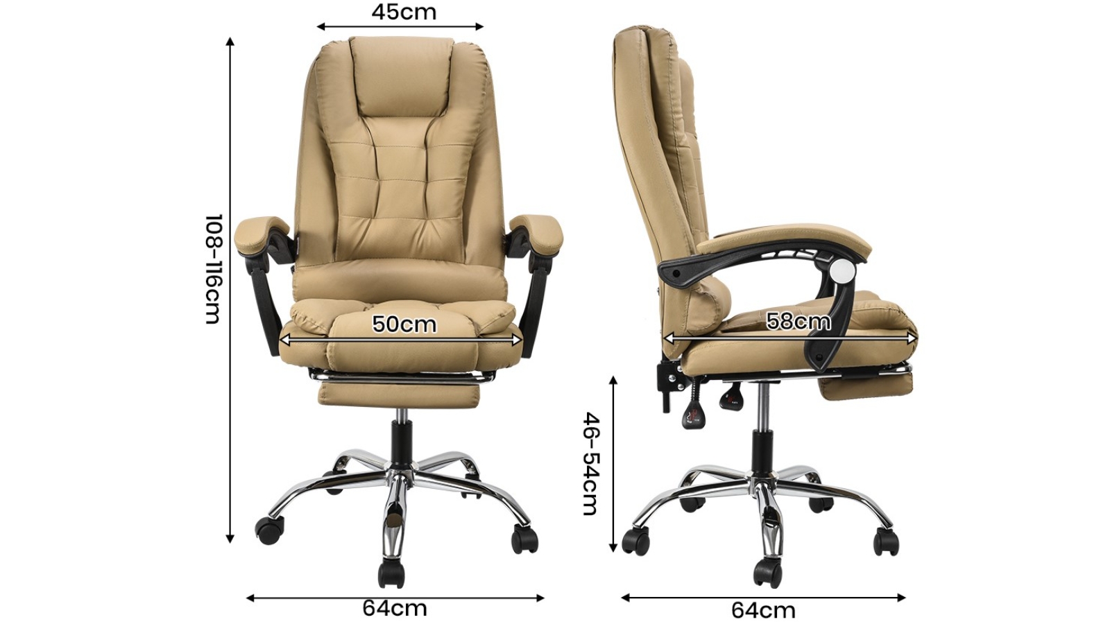 Furb PU Leather Ergonomic Gaming Office Chair with Footrest Khaki Harvey Norman
