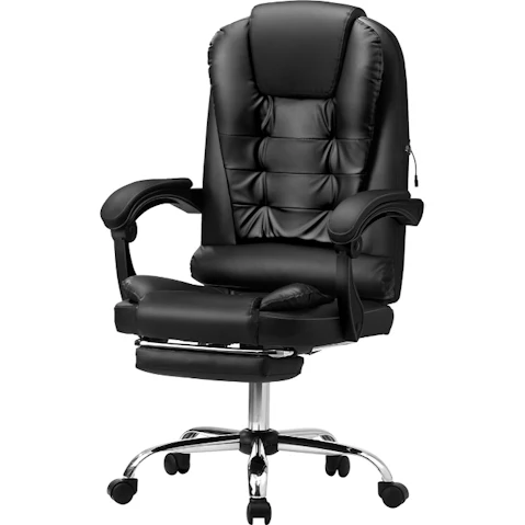 Oikiture Massage Office Chair with Footrest - Black