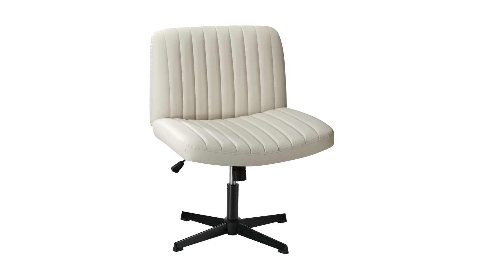 Oikiture Mid Back Armless PU Leather Office Chair - Beige