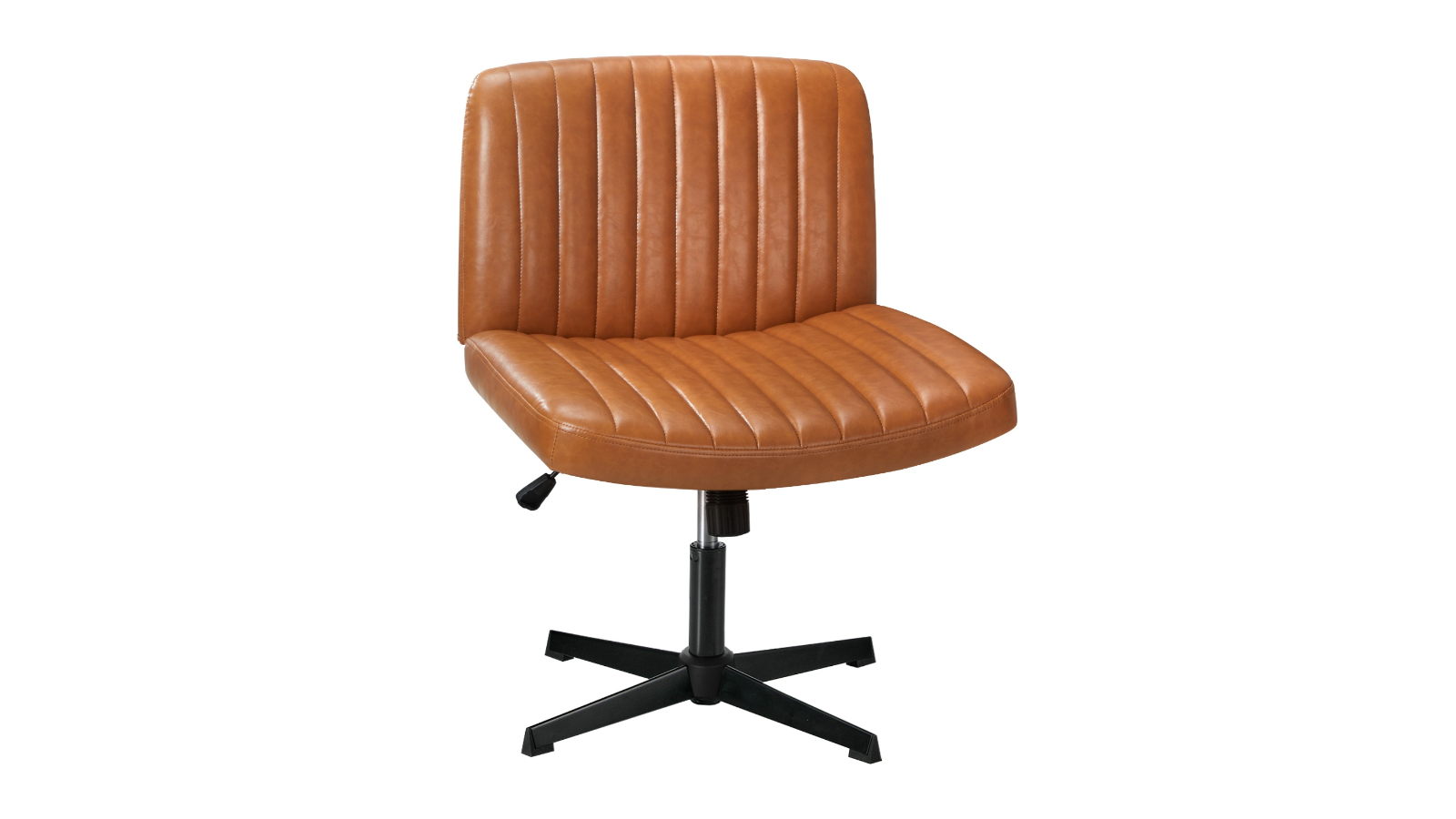 Oikiture Mid Back Armless PU Leather Office Chair - Brown