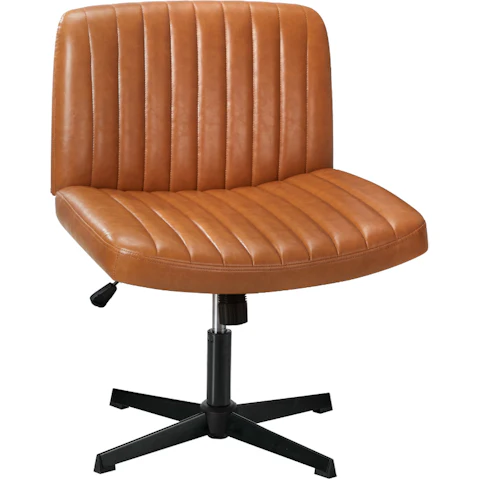 Oikiture Mid Back Armless PU Leather Office Chair - Brown