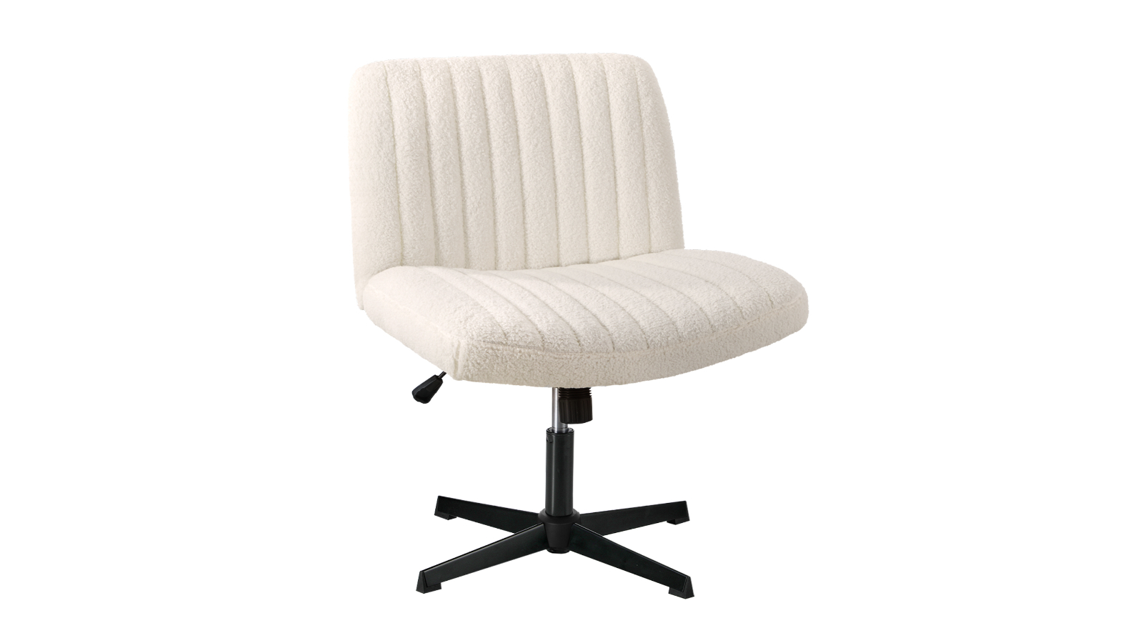 Oikiture Mid Back Armless Sherpa Office Chair - White