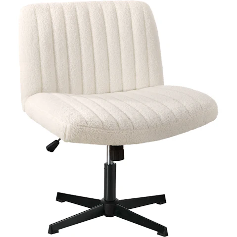 Oikiture Mid Back Armless Sherpa Office Chair - White