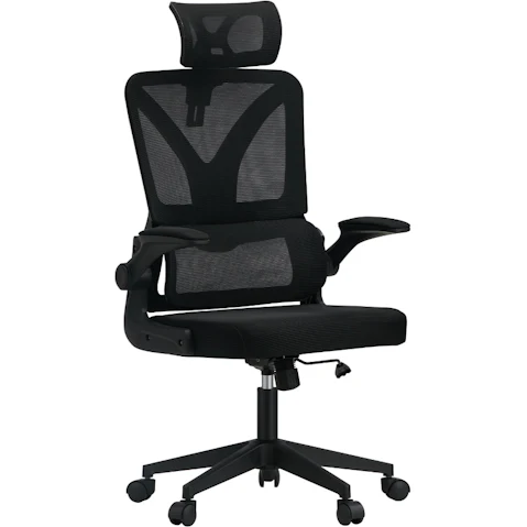 Oikiture Reclining D-Shape Mesh Office Chair - Black
