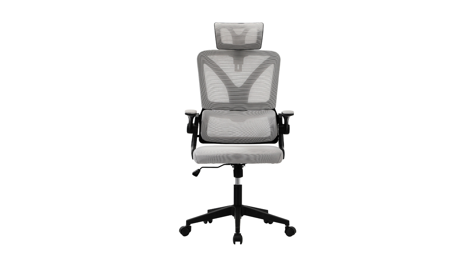 Oikiture Adjustable Lumbar Support Reclining D-Shape Mesh Office Chair - Black/Grey