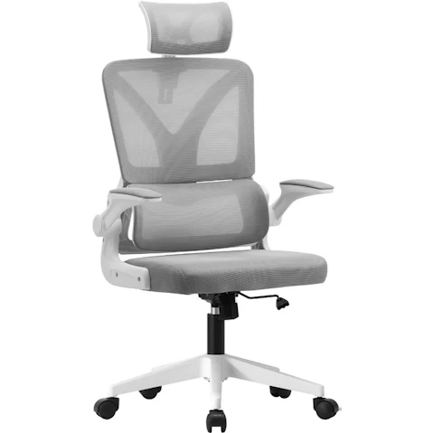 Oikiture Reclining D-Shape Mesh Office Chair - White